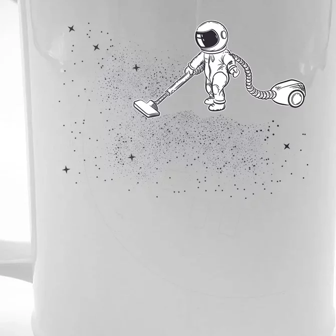 Funny Astronaut Vacuuming Galaxy Stars Front & Back Beer Stein