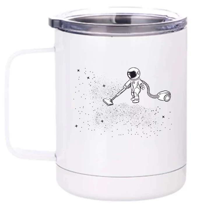 Funny Astronaut Vacuuming Galaxy Stars Front & Back 12oz Stainless Steel Tumbler Cup