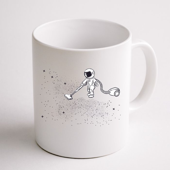 Funny Astronaut Vacuuming Galaxy Stars Front & Back Coffee Mug