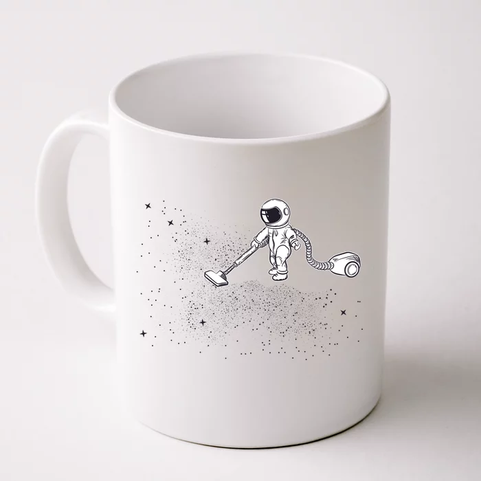 Funny Astronaut Vacuuming Galaxy Stars Front & Back Coffee Mug