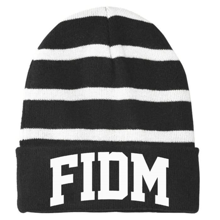 Fidm Arch Vintage Retro College Athletic Sport Striped Beanie with Solid Band