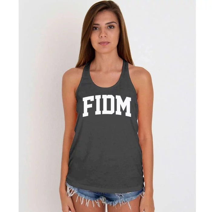 Fidm Arch Vintage Retro College Athletic Sport Women's Knotted Racerback Tank