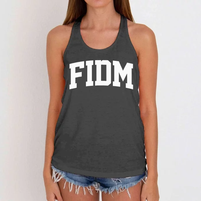 Fidm Arch Vintage Retro College Athletic Sport Women's Knotted Racerback Tank