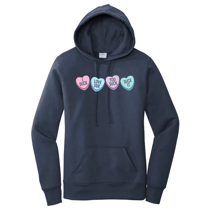 Funny Anti Valentine's Day Sarcastic Love Sucks Gift Women's Pullover Hoodie