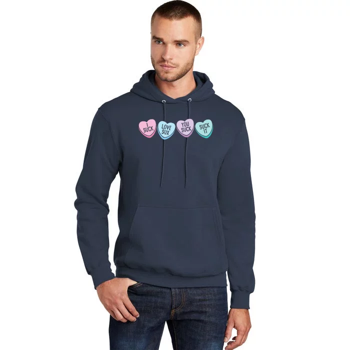 Funny Anti Valentine's Day Sarcastic Love Sucks Gift Tall Hoodie