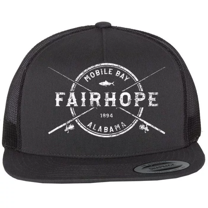 Fairhope Al Vintage Crossed Fishing Rods Flat Bill Trucker Hat