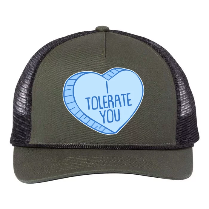 Funny Anti Valentines Day I Tolerate You Candy Heart Retro Rope Trucker Hat Cap