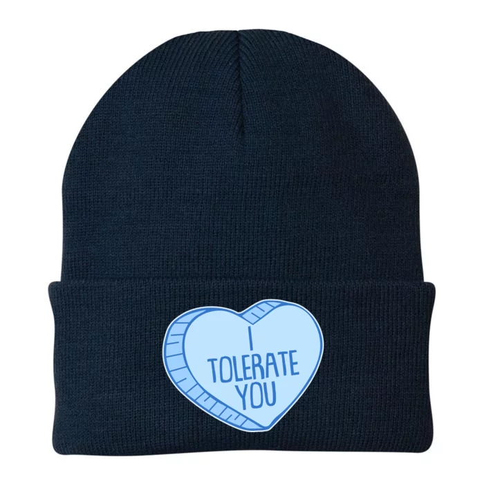 Funny Anti Valentines Day I Tolerate You Candy Heart Knit Cap Winter Beanie