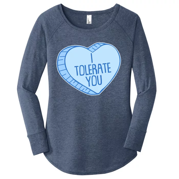 Funny Anti Valentines Day I Tolerate You Candy Heart Women's Perfect Tri Tunic Long Sleeve Shirt