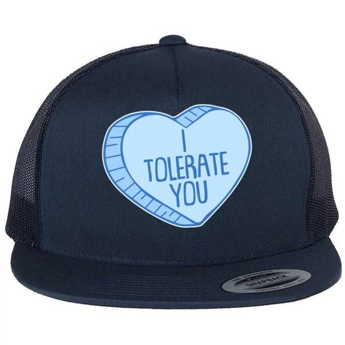 Funny Anti Valentines Day I Tolerate You Candy Heart Flat Bill Trucker Hat