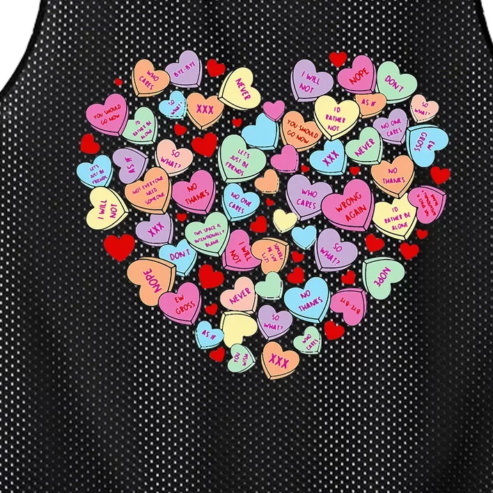 Funny Anti Valentines Day Candy Conversation Heart Single Mesh Reversible Basketball Jersey Tank