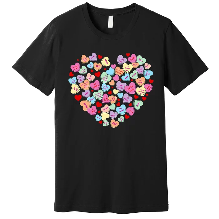 Funny Anti Valentines Day Candy Conversation Heart Single Premium T-Shirt