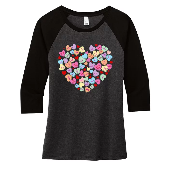 Funny Anti Valentines Day Candy Conversation Heart Single Women's Tri-Blend 3/4-Sleeve Raglan Shirt