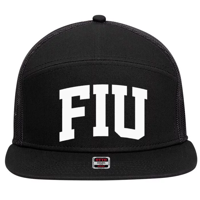 Fiu Arch Vintage College Athletic Sport 7 Panel Mesh Trucker Snapback Hat