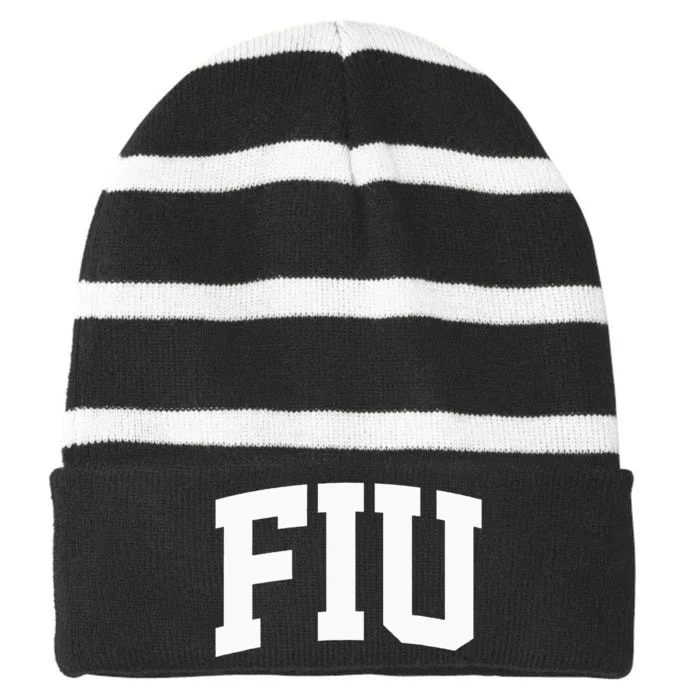 Fiu Arch Vintage College Athletic Sport Striped Beanie with Solid Band