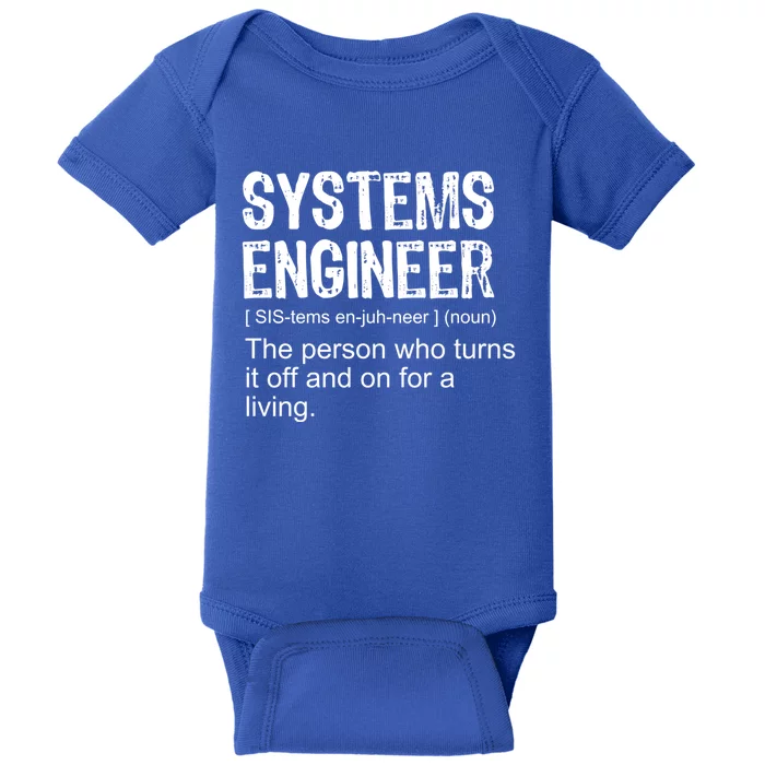 Funny Adult Vintage Definition Systems Engineer Gift Baby Bodysuit