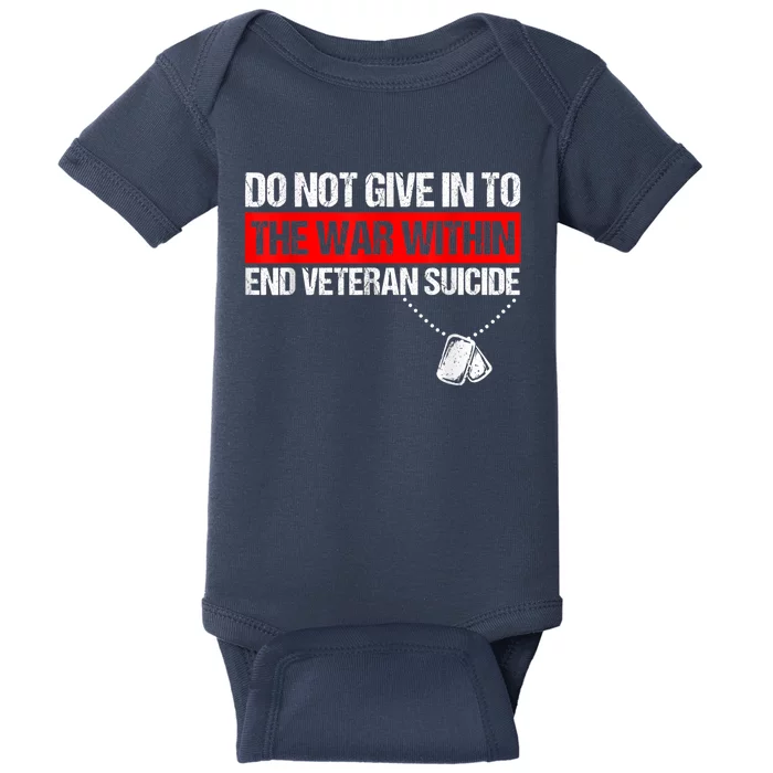 fight against Veteran Suicide Awareness Ptsd Veteran 22 Day Baby Bodysuit