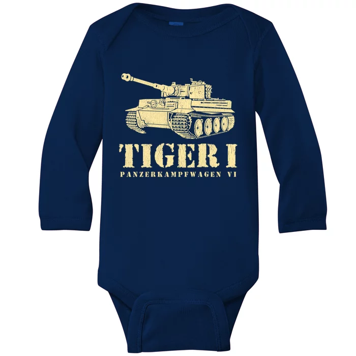 Funny Army Vintage Tiger Tank Pzkpfw Vi Wwii Gift Gift Baby Long Sleeve Bodysuit