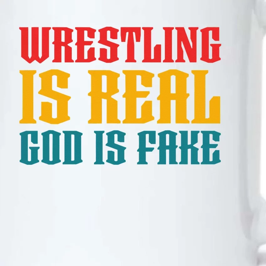 Funny Atheism Wrestling Is Real God is Fake Black Color Changing Mug