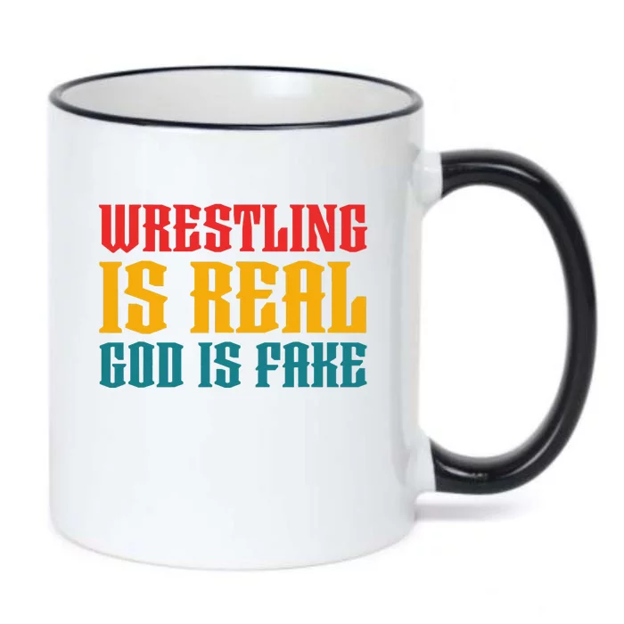 Funny Atheism Wrestling Is Real God is Fake Black Color Changing Mug