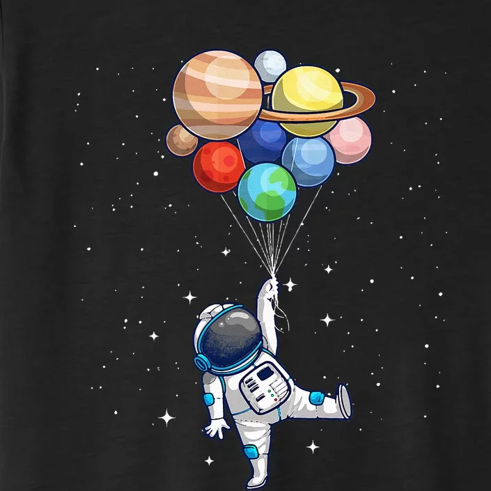 Funny Astronaut With Planets In Hand For Spaceman ChromaSoft Performance T-Shirt