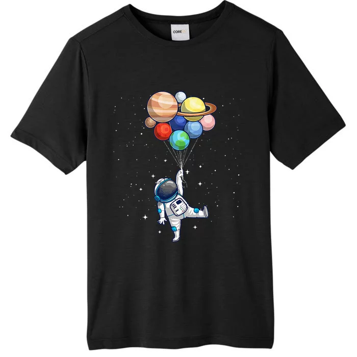 Funny Astronaut With Planets In Hand For Spaceman ChromaSoft Performance T-Shirt