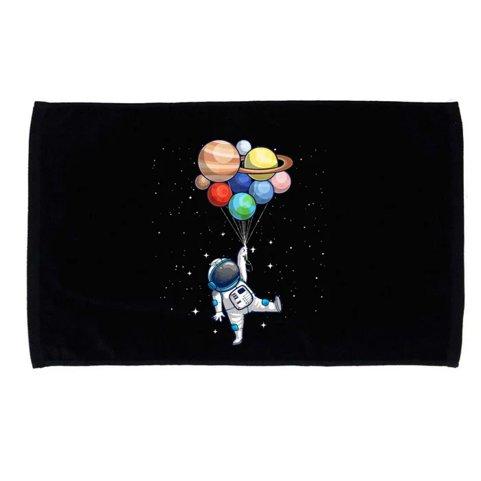 Funny Astronaut With Planets In Hand For Spaceman Microfiber Hand Towel