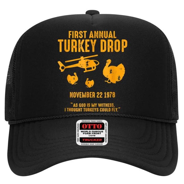 First Annual Wkrp Thanksgiving Day Turkey Drop High Crown Mesh Trucker Hat