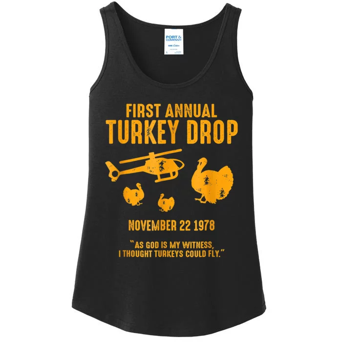 First Annual Wkrp Thanksgiving Day Turkey Drop Ladies Essential Tank