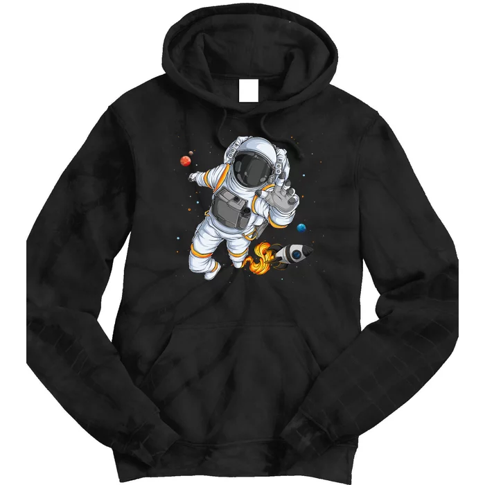 Flying Astronaut With Rocketship Outer Space Tie Dye Hoodie