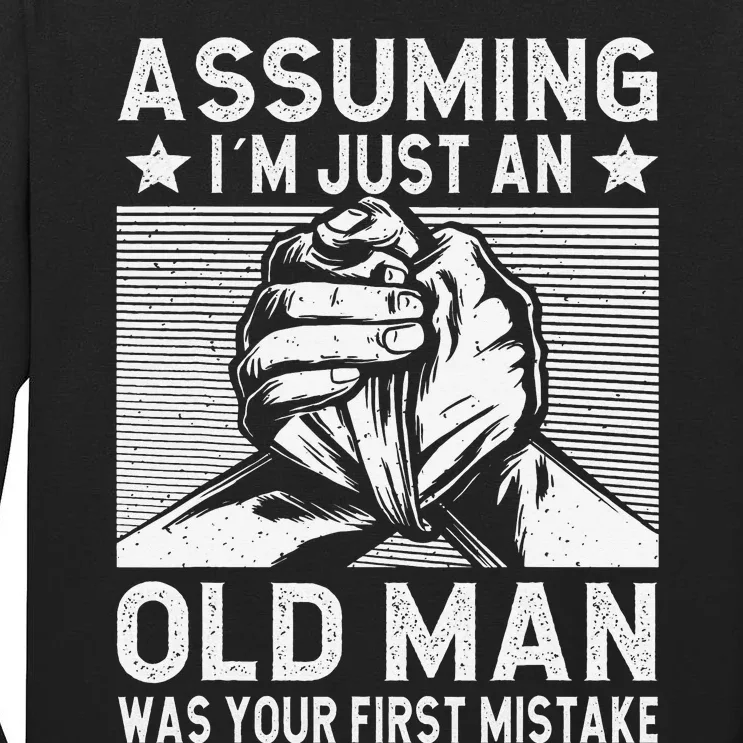 Funny Arm wrestling old man arm wrestler Tall Long Sleeve T-Shirt