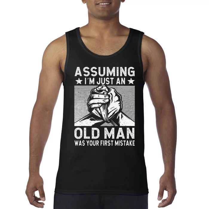 Funny Arm wrestling old man arm wrestler Tank Top