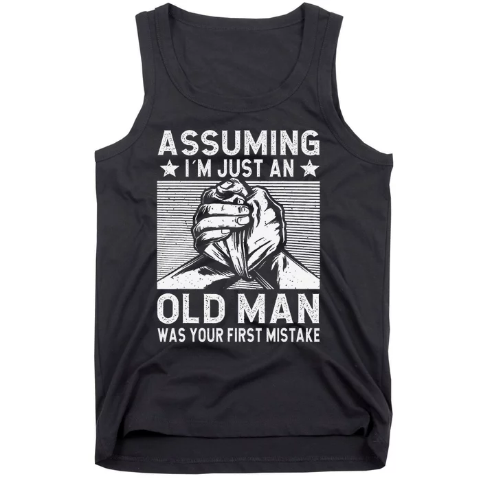 Funny Arm wrestling old man arm wrestler Tank Top