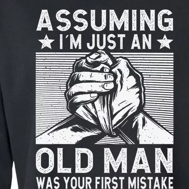 Funny Arm wrestling old man arm wrestler Cropped Pullover Crew