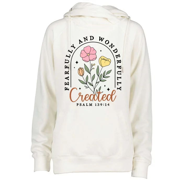 Fearfully And Wonderfully Christian Floral Womens Funnel Neck Pullover Hood