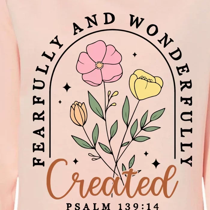 Fearfully And Wonderfully Christian Floral Womens California Wash Sweatshirt