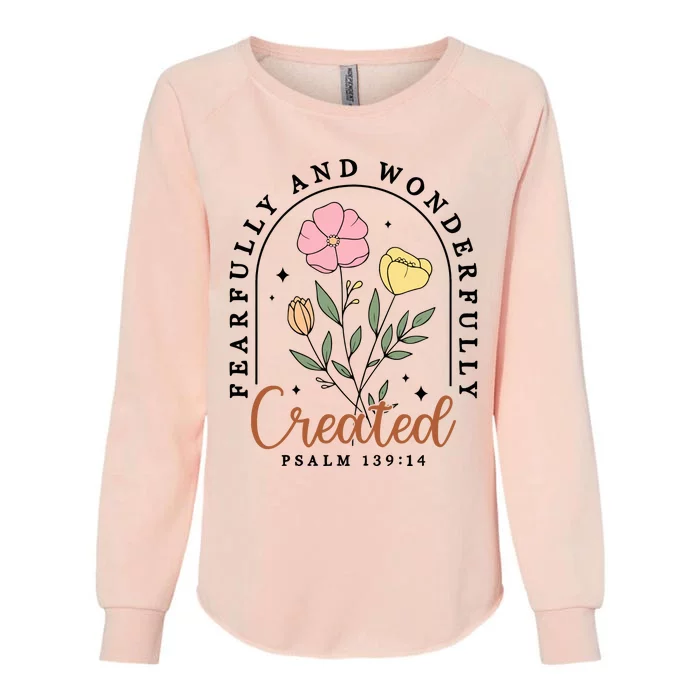 Fearfully And Wonderfully Christian Floral Womens California Wash Sweatshirt