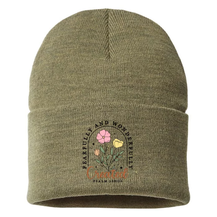 Fearfully And Wonderfully Christian Floral Sustainable Knit Beanie