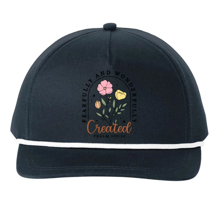 Fearfully And Wonderfully Christian Floral Snapback Five-Panel Rope Hat