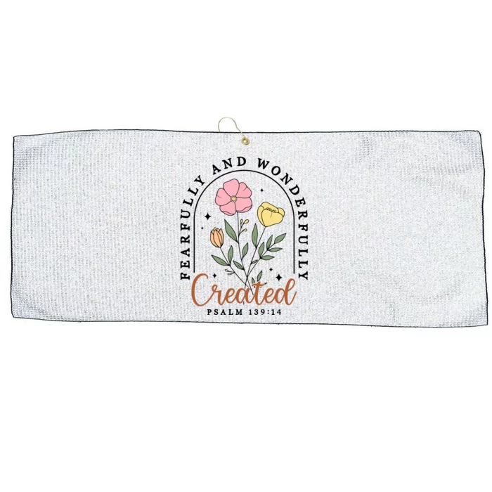 Fearfully And Wonderfully Christian Floral Large Microfiber Waffle Golf Towel