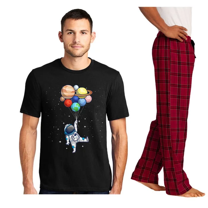 Funny Astronaut With Planets In Hand For Spaceman Pajama Set