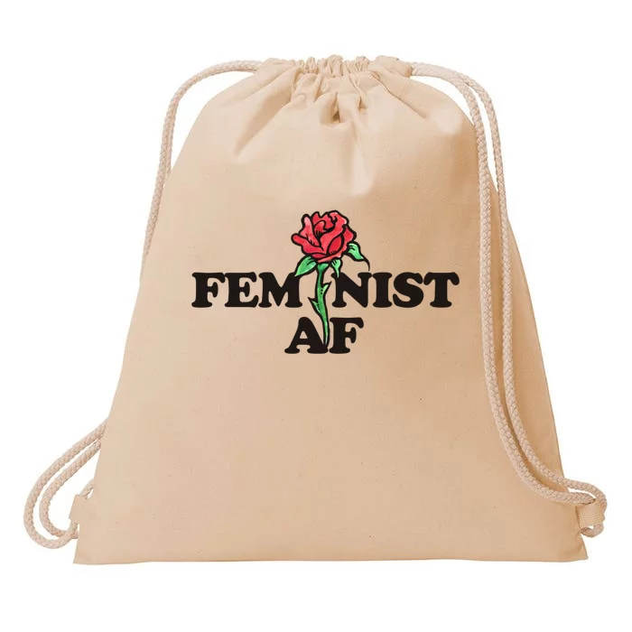 Feminist Af Watercolor Red Rose Art Great Gift Drawstring Bag