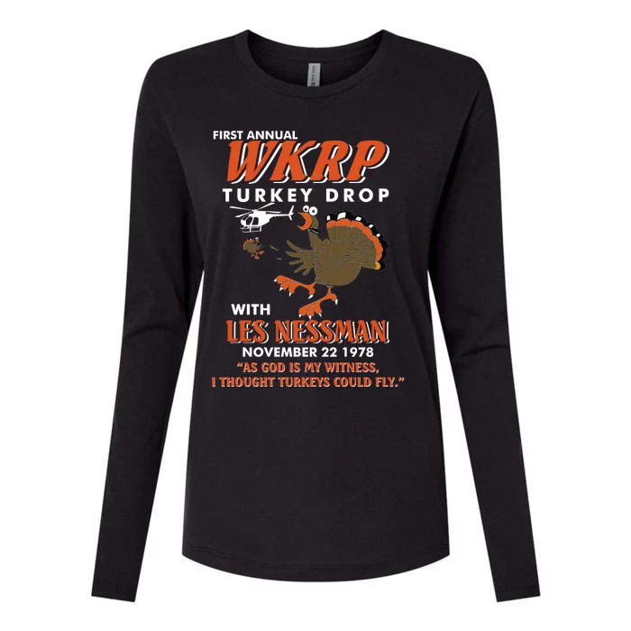 First Annual Wkrp Turkey Drop With Les Nessman Womens Cotton Relaxed Long Sleeve T-Shirt