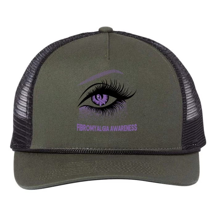 Fibromyalgia Awareness Warrior Purple Bright Eye Funny Gift Retro Rope Trucker Hat Cap