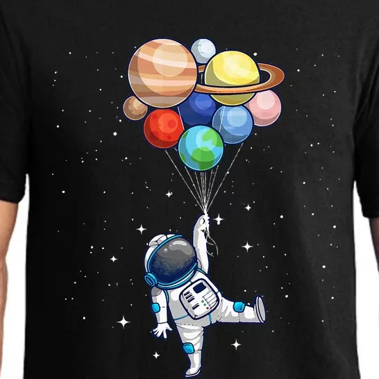 Funny Astronaut With Planets In Hand For Spaceman Pajama Set