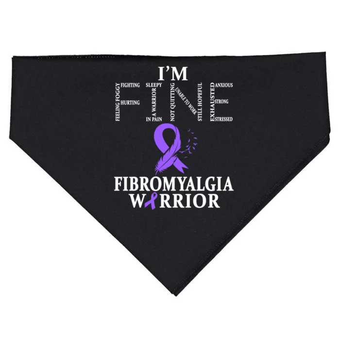 Fibromyalgia Awareness Warrior Support Purple Ribbon Gift USA-Made Doggie Bandana