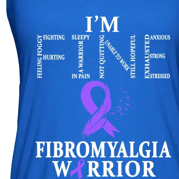 Fibromyalgia Awareness Warrior Support Purple Ribbon Gift Ladies Essential Flowy Tank