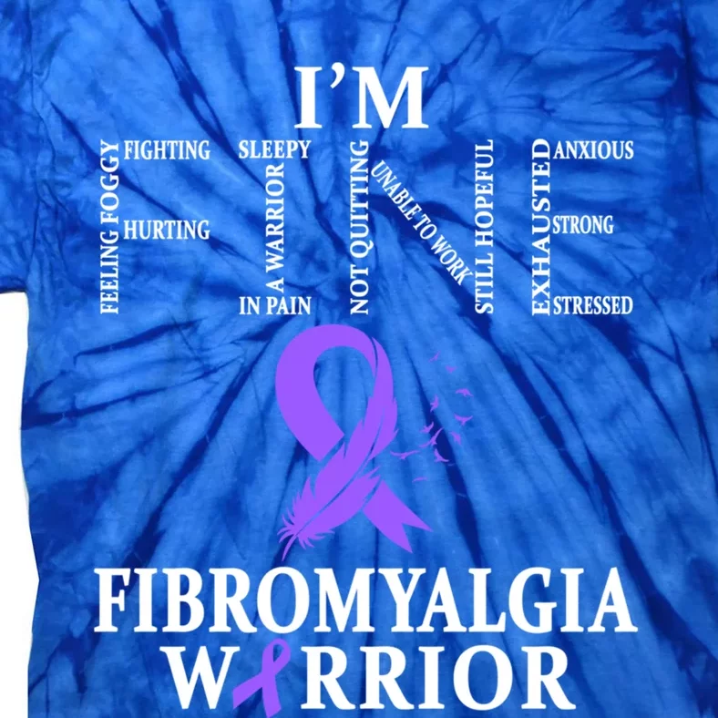 Fibromyalgia Awareness Warrior Support Purple Ribbon Gift Tie-Dye T-Shirt