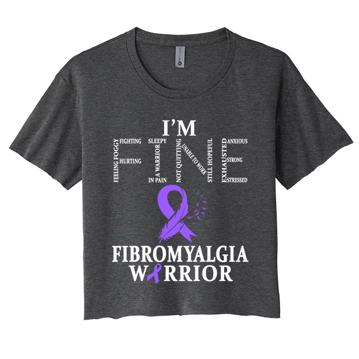 Fibromyalgia Awareness Warrior Support Purple Ribbon Gift Women's Crop Top Tee