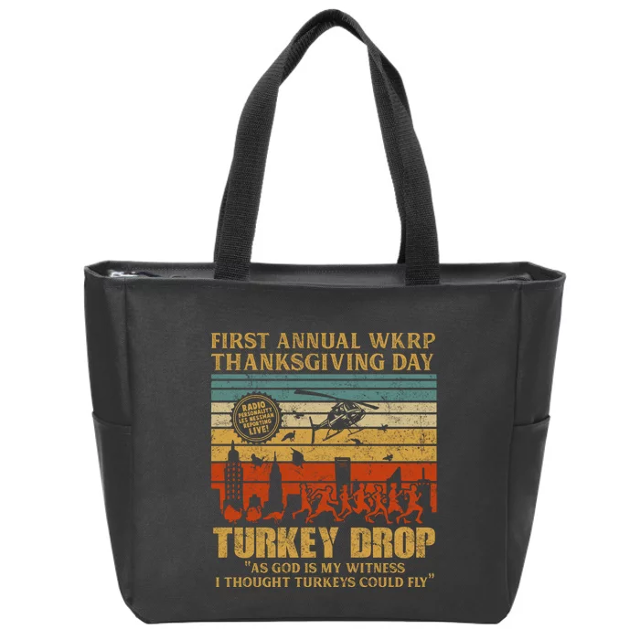 First Annual WKRP Thanksgiving Day Turkey Drop Zip Tote Bag